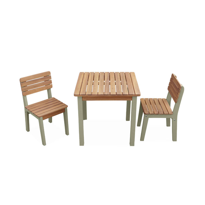sweeek - Houten tafel voor kinderen binnen|buiten, 2 stoelen