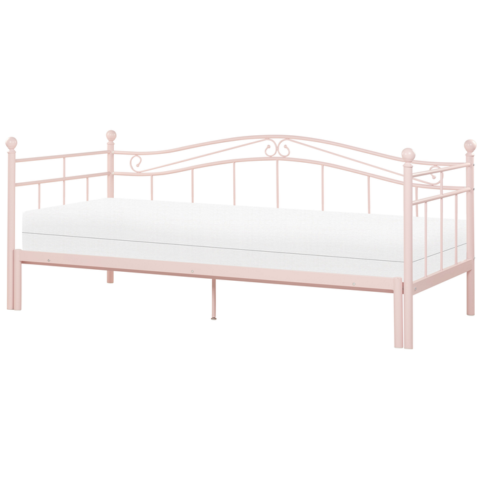 Beliani - TULLE - Eenpersoonsbed - Pastelroze - 90 x 200 cm - Metaal
