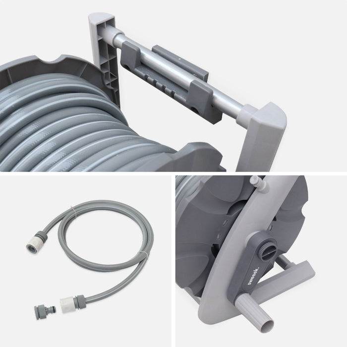 sweeek - Mini muurhaspel van 20 m, slanghaspel inclusief tuinslang,