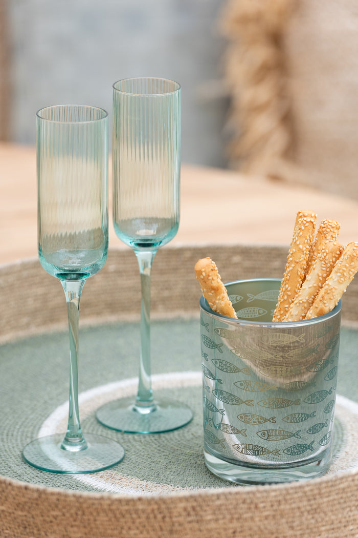 J-Line glas champagne Louise - glas - groen - 6 stuks