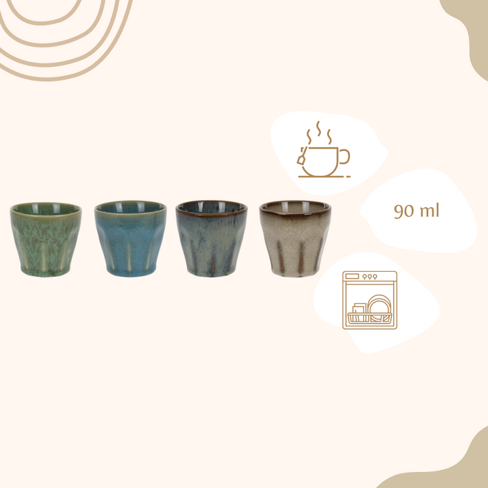 OTIX Espressokopjes Set van 4 Porselein Hittebestendig 90ml Zonder...