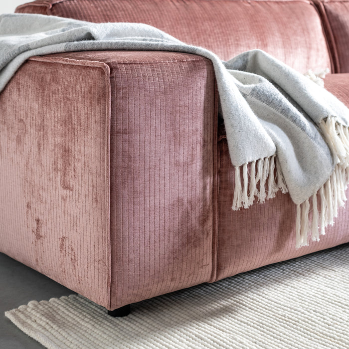 by fonQ Chunky Chaise Longue Rechts - Rib - Oud Roze