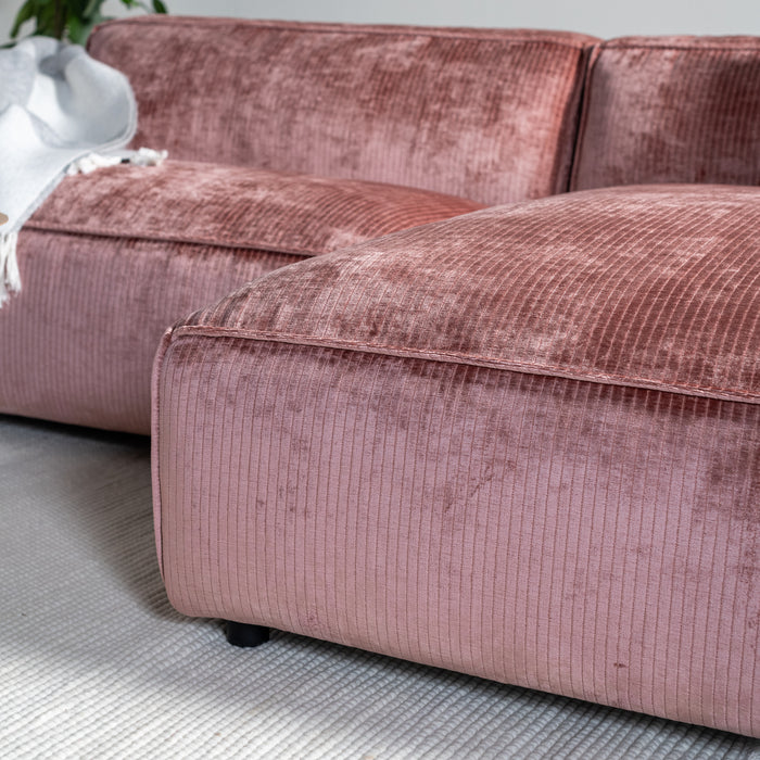 by fonQ Chunky Chaise Longue Rechts - Rib - Oud Roze