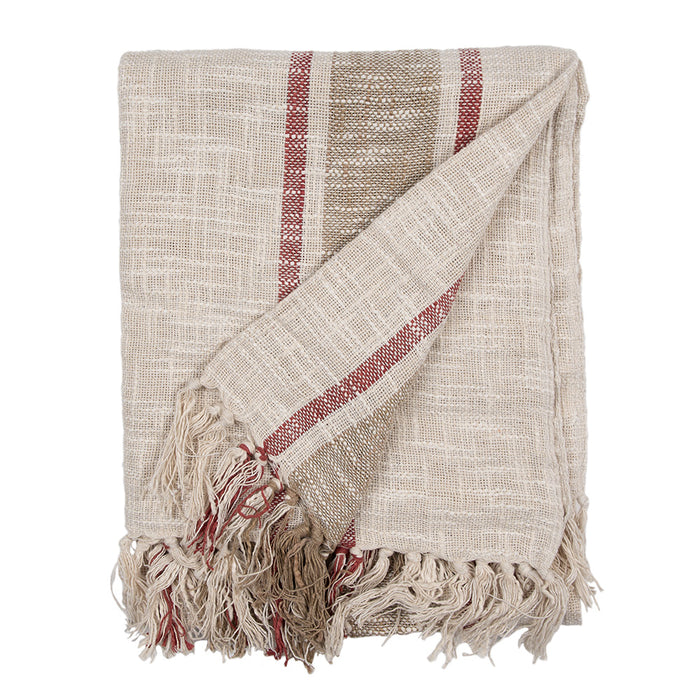 Clayre & Eef Plaid 125x150 cm Beige Bruin Katoen Strepen Deken