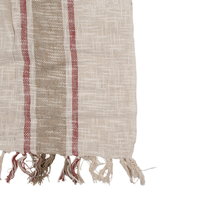 Clayre & Eef Plaid 125x150 cm Beige Bruin Katoen Strepen Deken