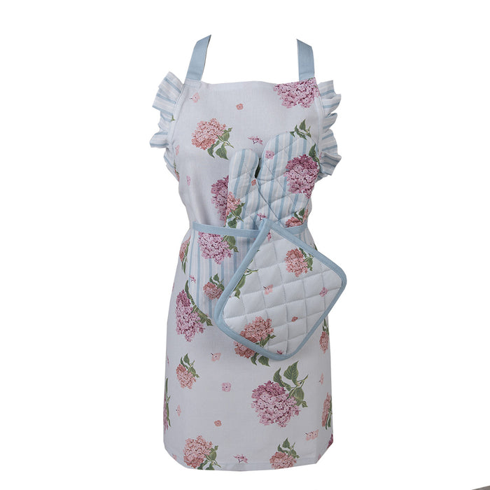 Clayre & Eef Pannenlap 16x16 cm Blauw Roze Katoen Hortensia