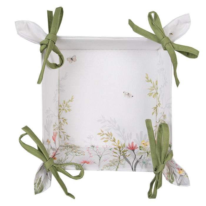 Clayre & Eef Broodmand 35x35x8 cm Wit Katoen Bloemen