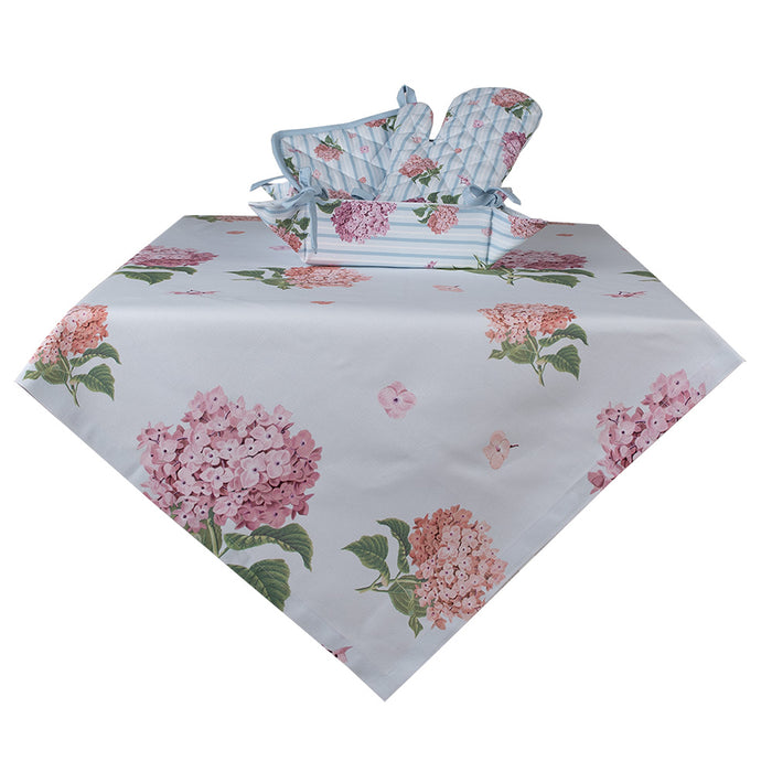 Clayre & Eef Ovenwant 18x30 cm Blauw Roze Katoen Hortensia