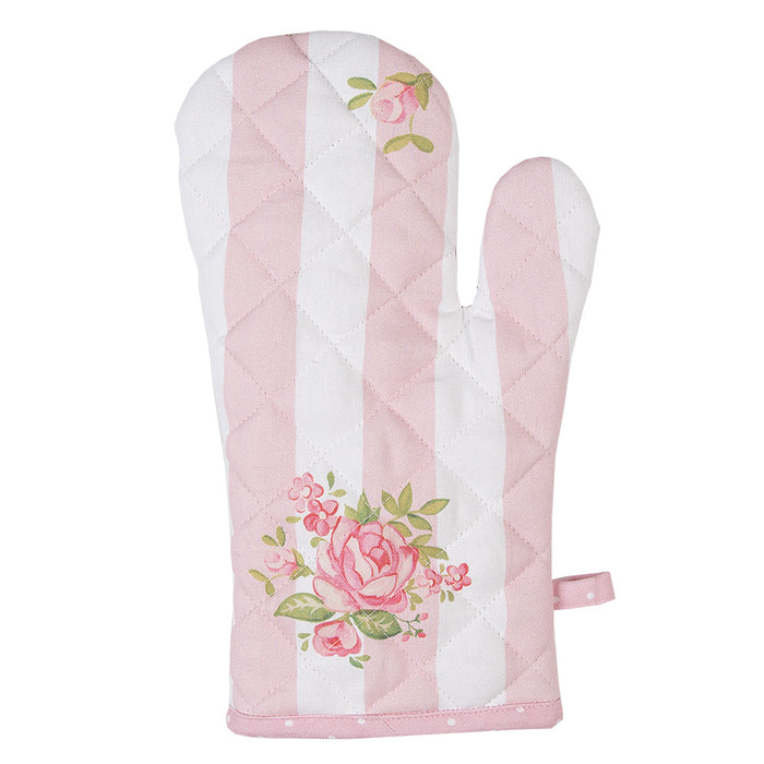 Clayre & Eef Ovenwant 18x30 cm Roze Katoen Rozen Ovenhandschoen