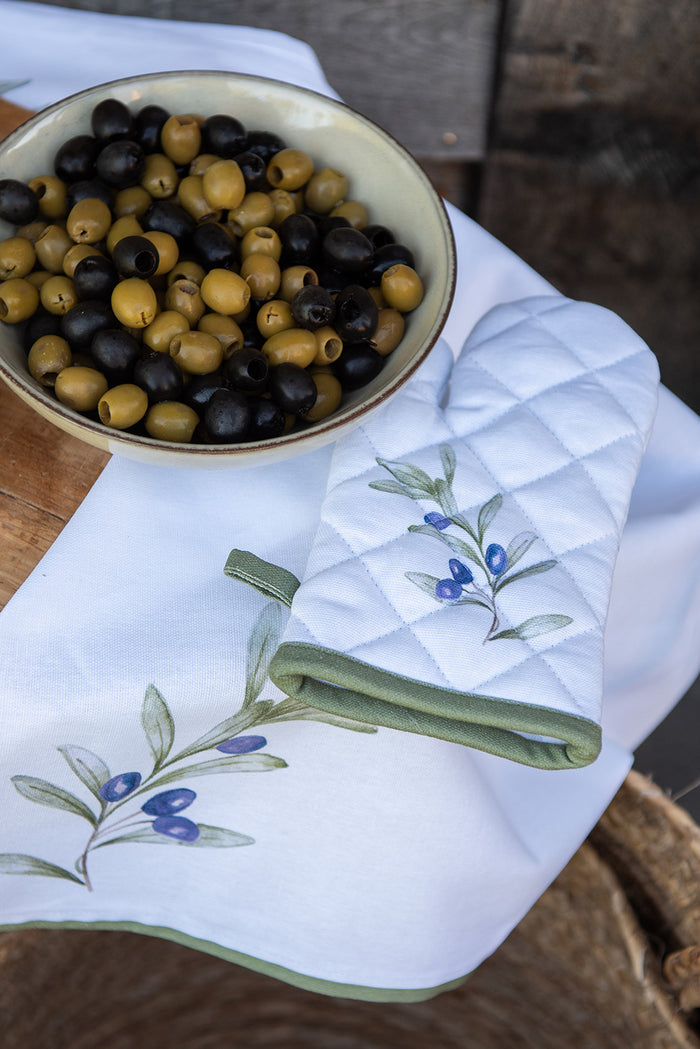 Clayre & Eef Keukenschort Kinderen 48x56 cm Wit Katoen Olijven