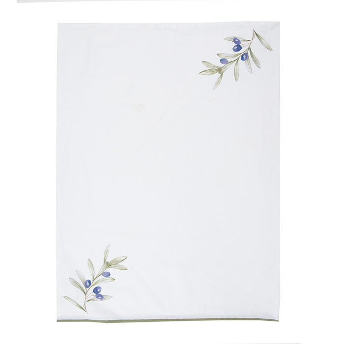 Clayre & Eef Theedoek 50x70 cm Wit Katoen Olijven