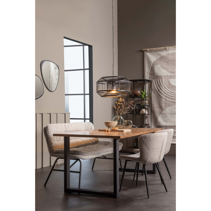 WOOOD Lucy Eetkamerbankje - Bouclé - Off White - 87x150x67