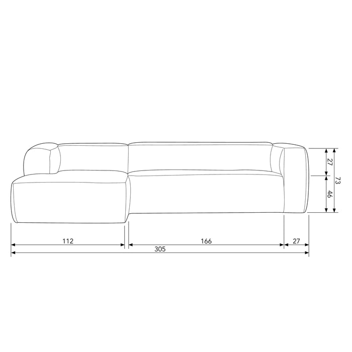 WOOOD Bean Hoekbank met Chaise Longue Links - Melange - Dark Grey