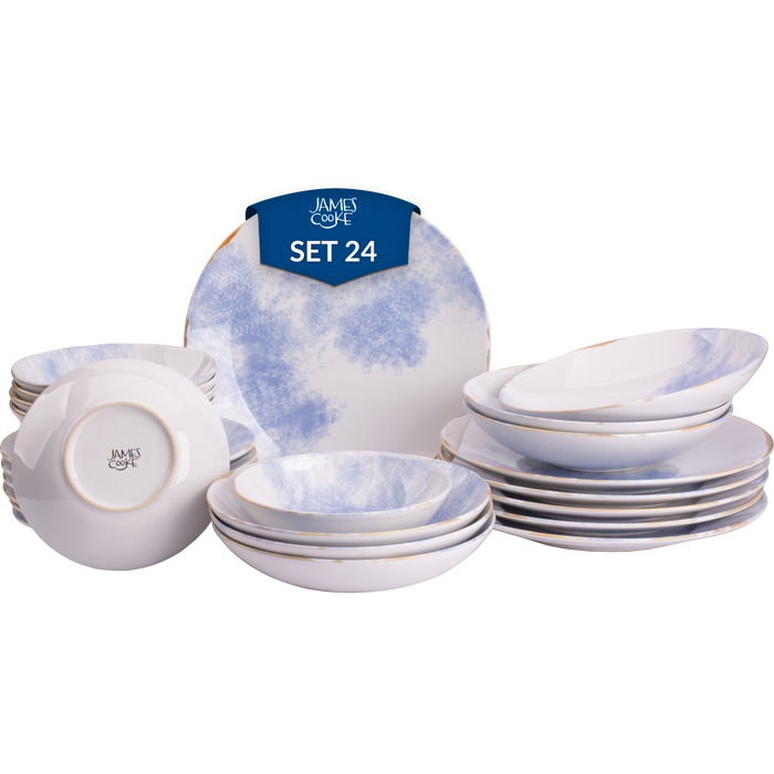 James Cooke Serviesset Clouded Charm Stoneware 6-persoons 24-delig