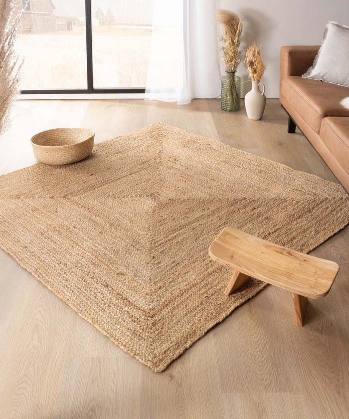 Boho&me Jute vloerkleed vierkant - Boho & me - naturel - 100x100