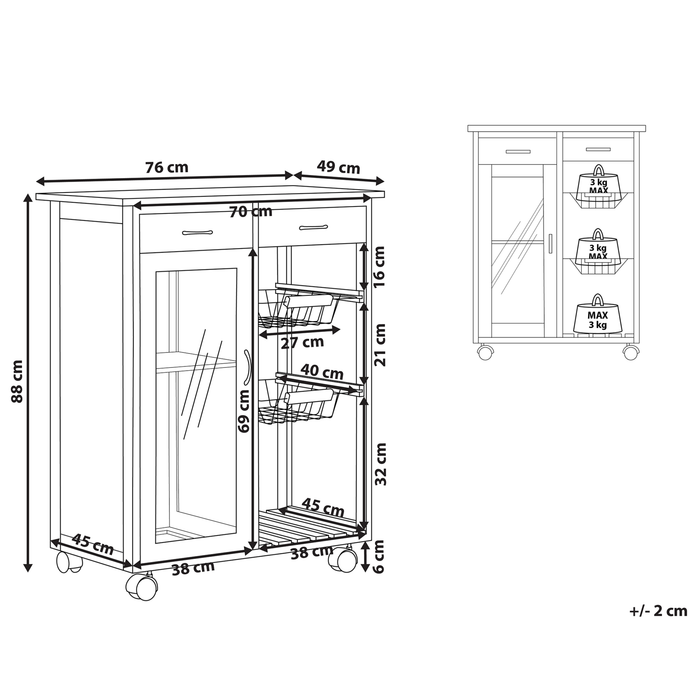 Beliani - BOVES - Keukentrolley - Wit - MDF