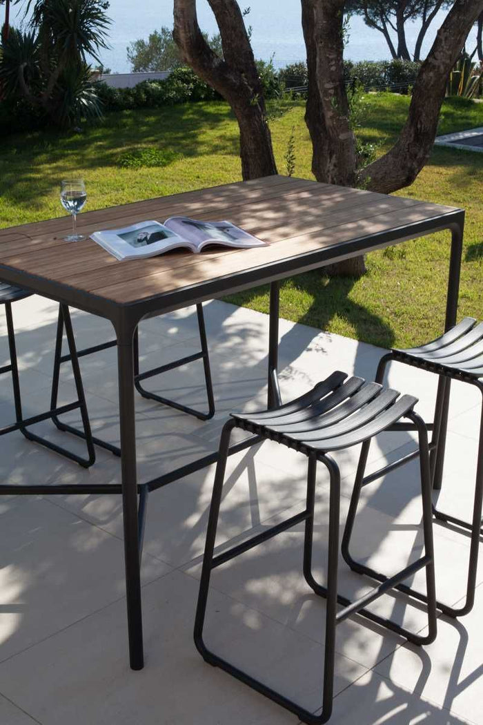 Four statafel buiten 160x90 bamboe, zwart onderstel