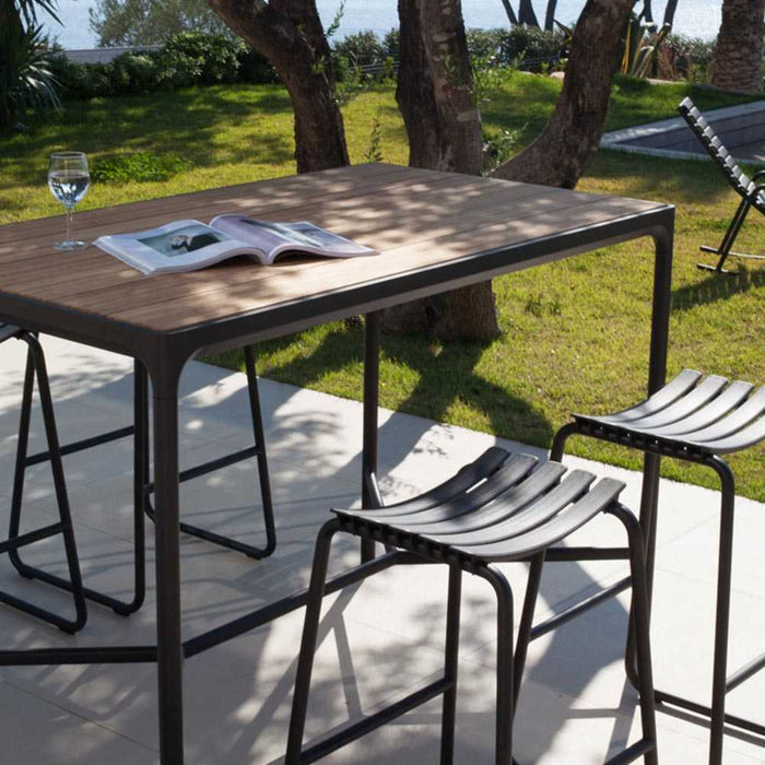 Four statafel buiten 160x90 bamboe, zwart onderstel