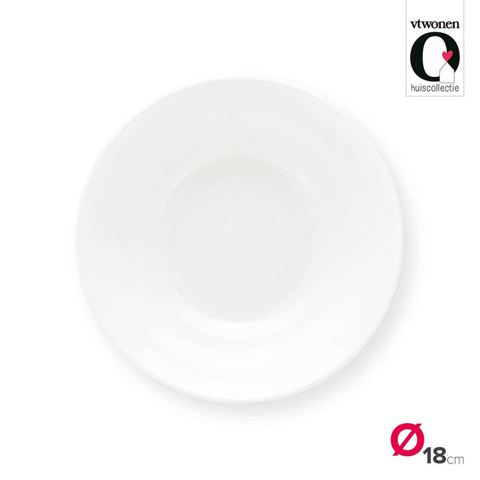 vtwonen Kommen - Set van 4 - Porselein - Mat Grijs|Mat Wit - Ø18cm