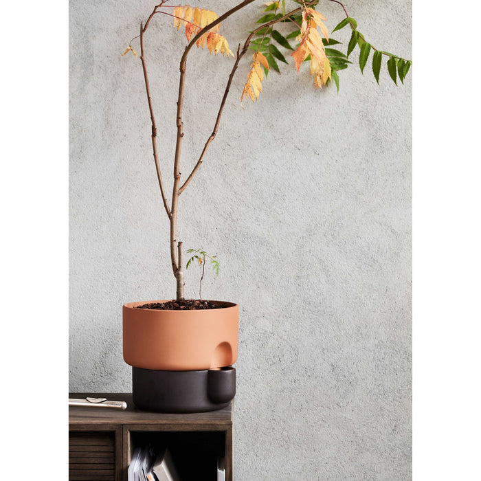 Oasis plantenbak large Ø27.5 wit|terracotta