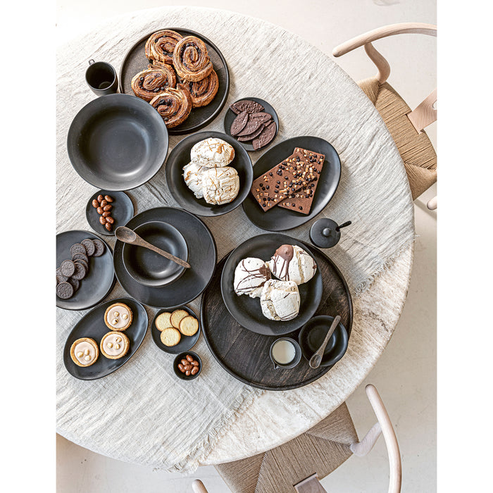 vtwonen Bord - Mango Hout - Zwart - Ø 40cm