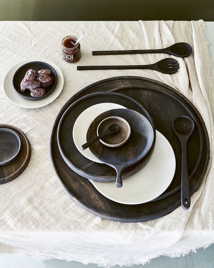 vtwonen Bord - Mango Hout - Zwart - Ø 40cm