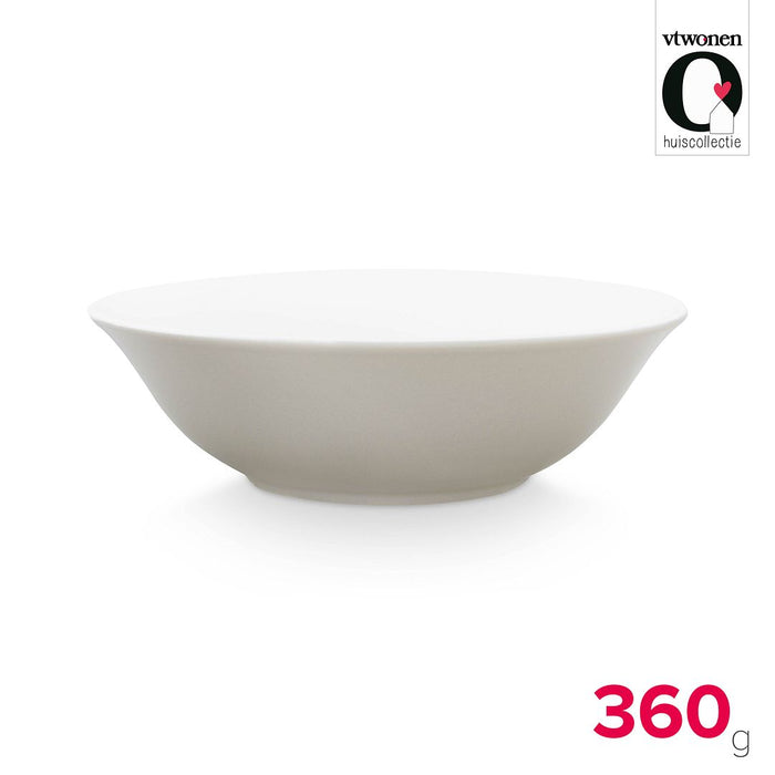 vtwonen Kommen - Set van 4 - Porselein - Mat Grijs|Mat Wit - Ø18cm