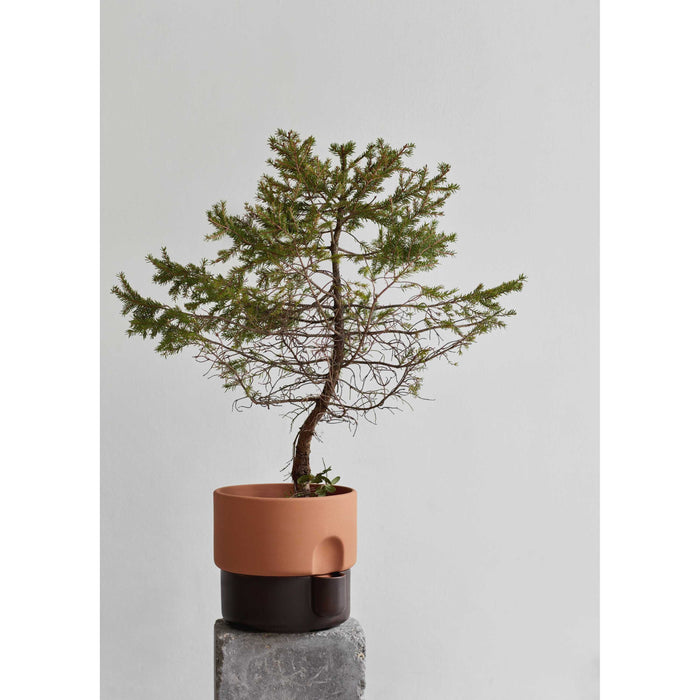 Oasis plantenbak medium Ø20.5 donkerbruin|terracotta