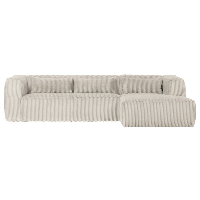WOOOD Bean Hoekbank met Chaise Longue Rechts - Ribstof - Naturel