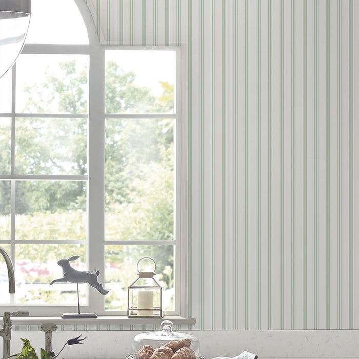 Laura Ashley Farnworth Stripe Behang - Streep - 10mx52cm - Groen