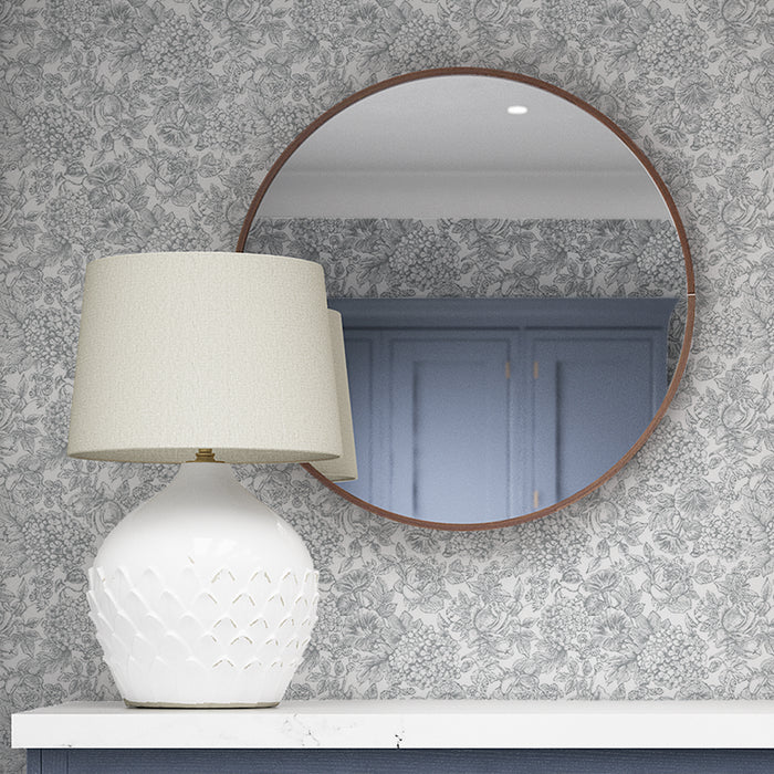 Laura Ashley Louise Behang - Bloemen - 10mx52cm - Grijs