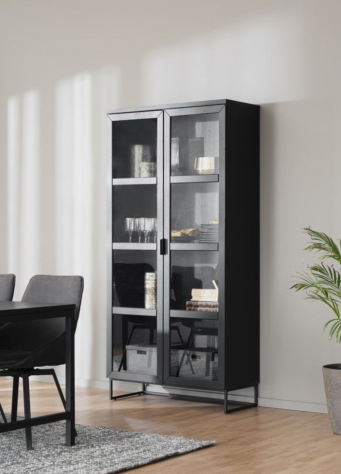 Rowico Home Everett Houten Vitrinekast - H 195 cm - Zwart