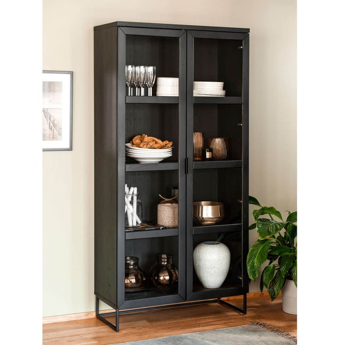 Rowico Home Everett Houten Vitrinekast - H 195 cm - Zwart