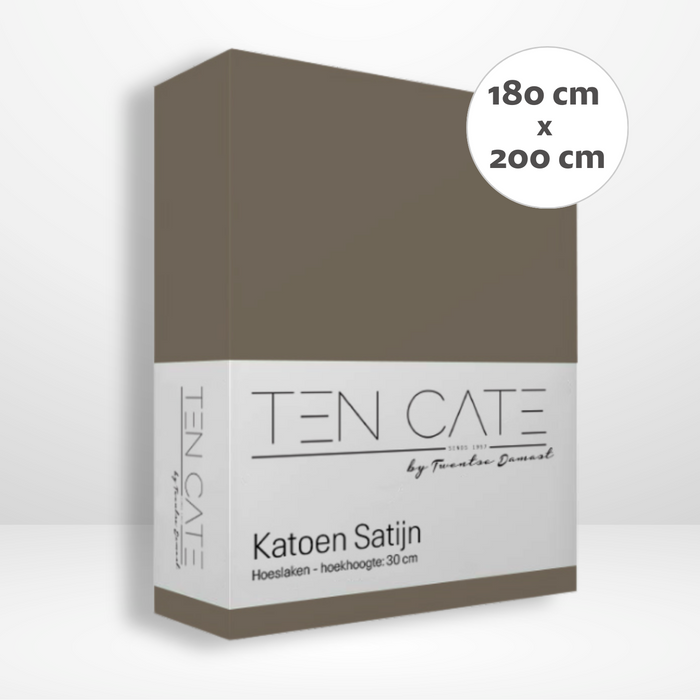 Ten Cate Katoensatijnen Hoeslaken - 180x200 - Taupe