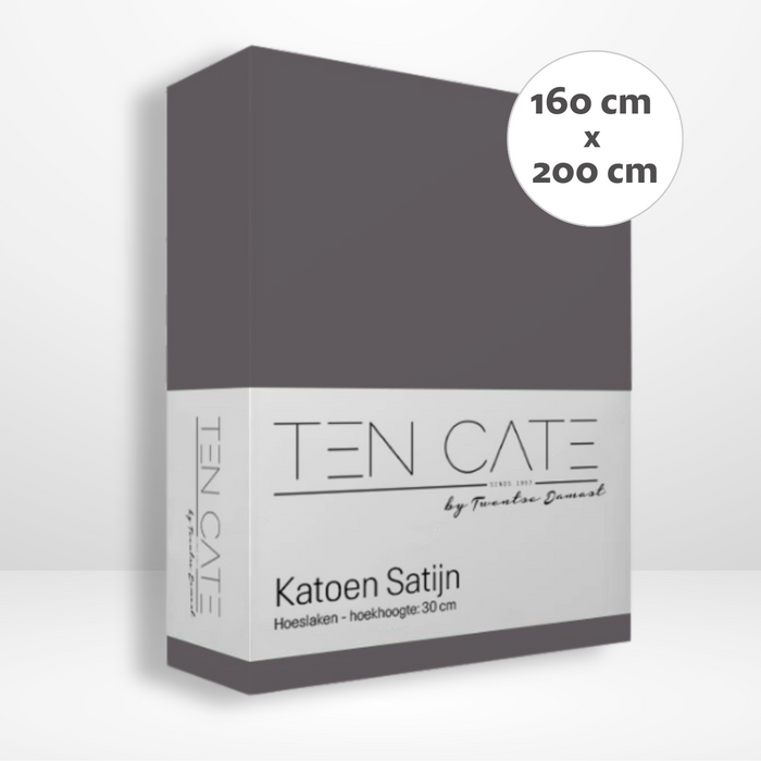 Ten Cate Katoensatijnen Hoeslaken - 160x200 - Antraciet