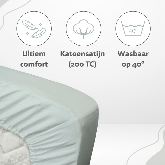 Ten Cate Katoensatijnen Hoeslaken - 90x200 - Mint