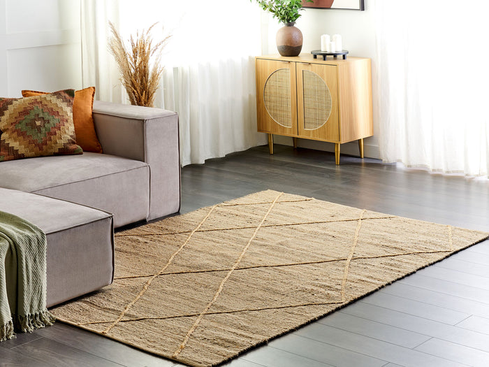 Beliani - YUVACIK - Laagpolig vloerkleed - Beige - 160 x 230 cm - Jute