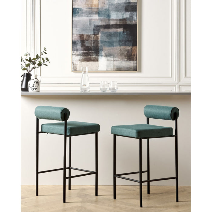 Beliani - AMAYA - Barkruk set van 2 - Blauwgroen - Polyester