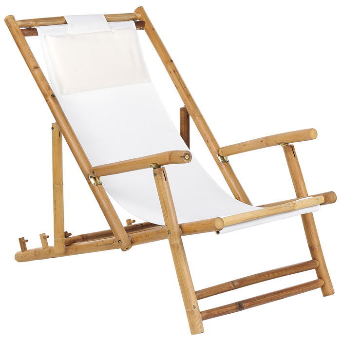 Beliani-ATRANI -Strandstoel set van 2-Lichte houtkleur-Bamboehout