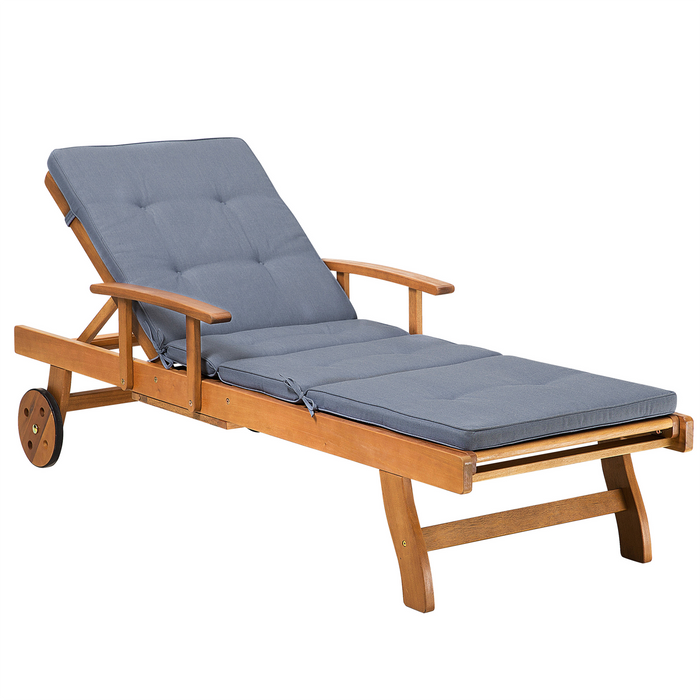 Beliani - JAVA - Strandstoel - Lichte houtkleur|Blauw - Acaciahout
