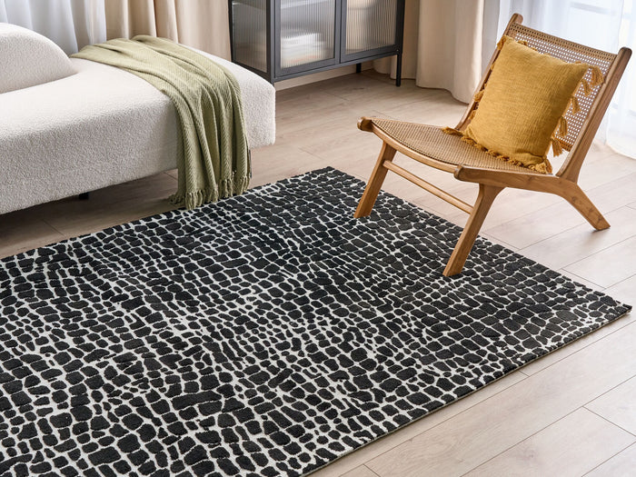 Beliani - PUNGE - Vloerkleed - Zwart|Wit - 160 x 230 cm - Polyester