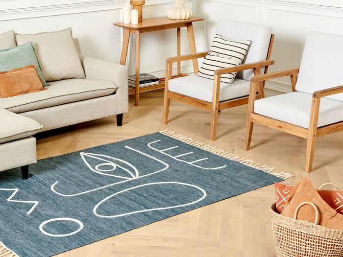 Beliani - YAVU - Vloerkleed - Blauw - 140 x 200 cm - Polyester