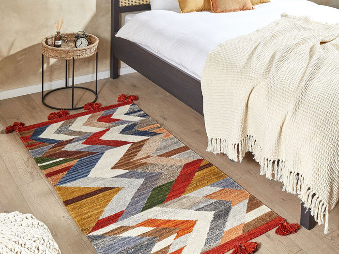 Beliani-KANAKERAVAN-Kelim vloerkleed-Multicolor-80 x 150 cm-Wol