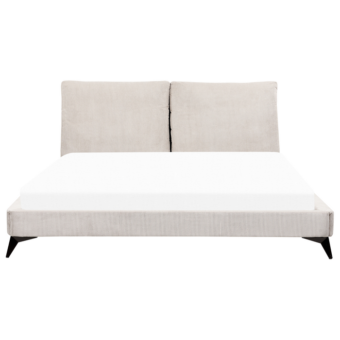 Beliani-MELLE -Tweepersoonsbed-Lichtbeige-180 x 200 cm-Corduroy
