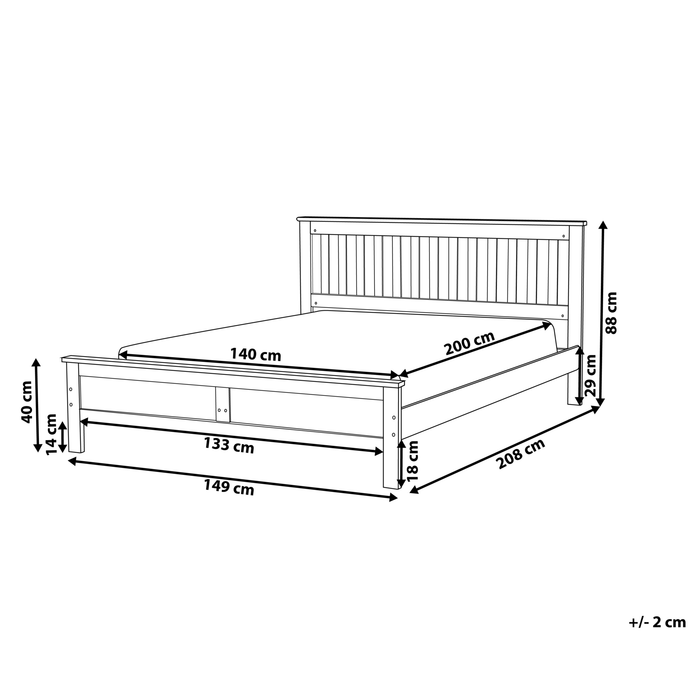 Beliani-MAYENNE -Tweepersoonsbed-Donkerbruin-140 x 200 cm-Dennenhout