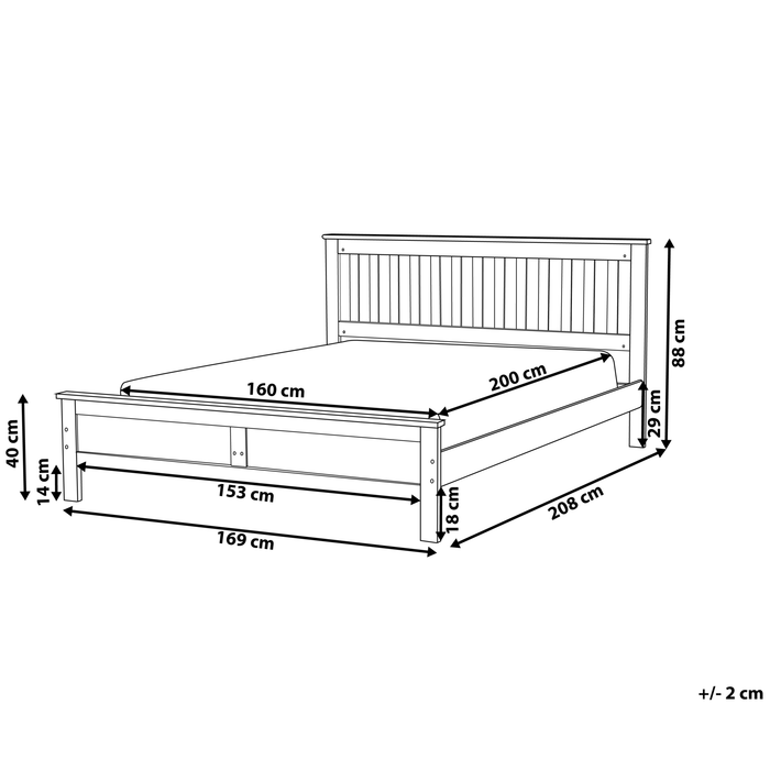 Beliani-MAYENNE -Tweepersoonsbed-Donkerbruin-160 x 200 cm-Dennenhout