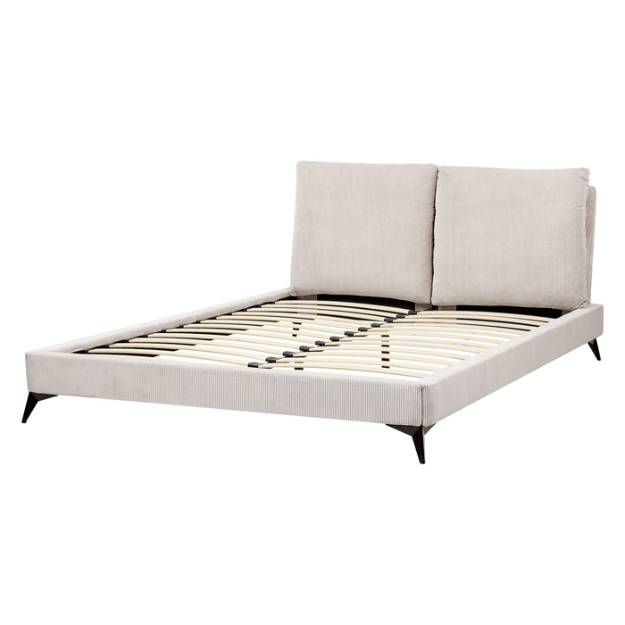 Beliani-MELLE -Tweepersoonsbed-Lichtbeige-160 x 200 cm-Corduroy