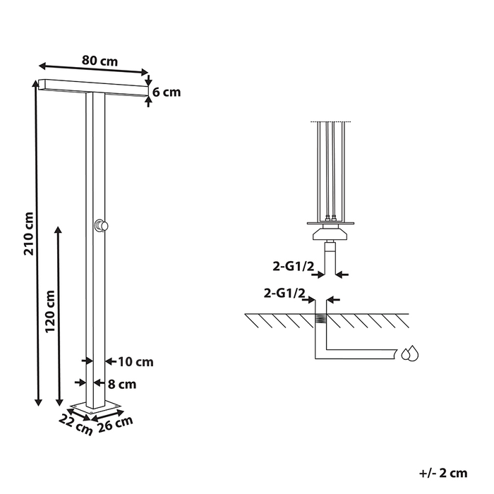 Beliani - URZULAI - Buitendouche - Zilver - PVC