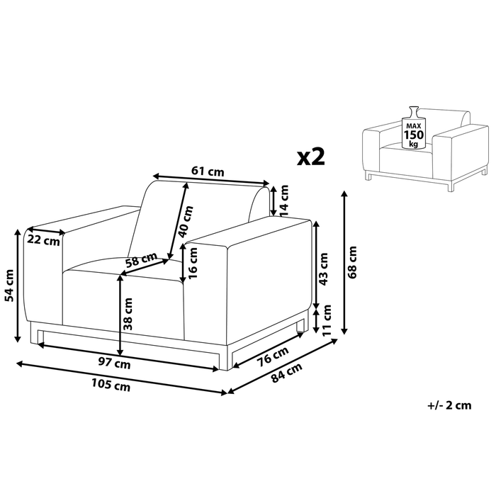 Beliani - ROVIGO - Fauteuil - Beige - Polyester