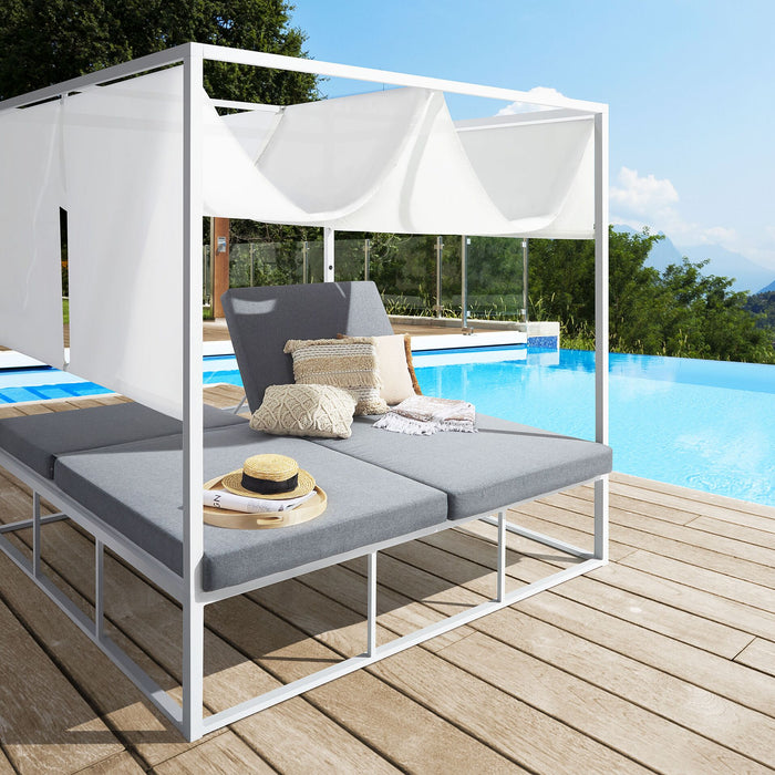 Beliani - PALLANZA - Zonne-eiland - Wit - Aluminium